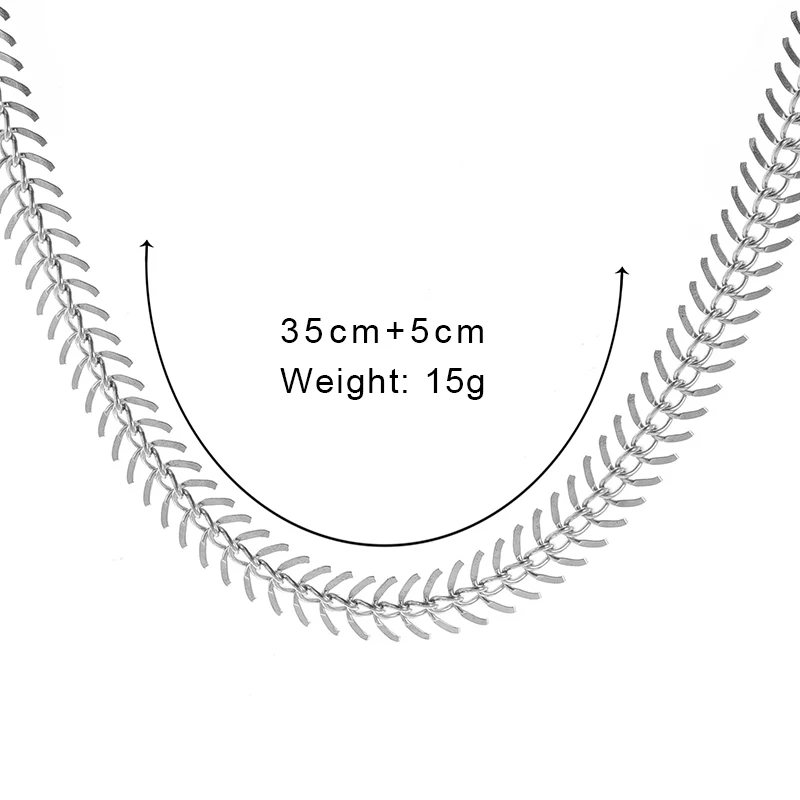 Модное Простое Ожерелье чокер в виде рыбьей кости Женская цепочка для вечерние
