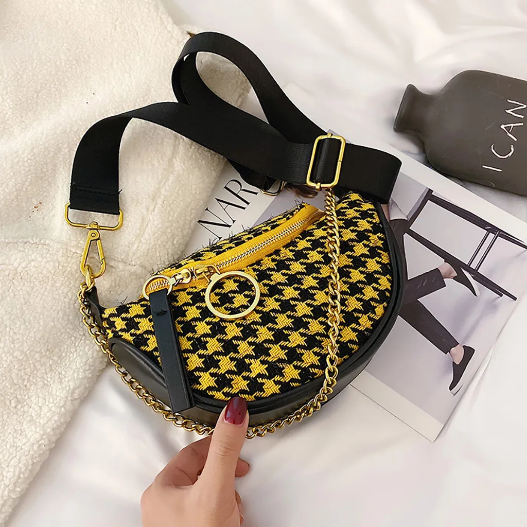 Molave модная женская Лоскутная шерстяная поясная сумка на молнии с цепочкой для девочек, поясная сумка на ремне, сумки через плечо, bolsa feminina