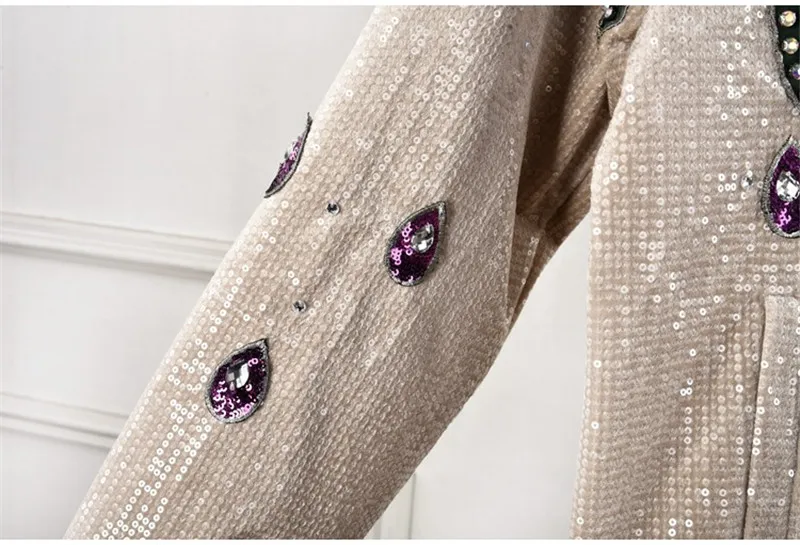 Зимние роскошные женские куртки с цветочным рисунком из пайеток, пальто, подиум, Алмазный длинный рукав с бисером, Дамское высококачественное пальто, одежда