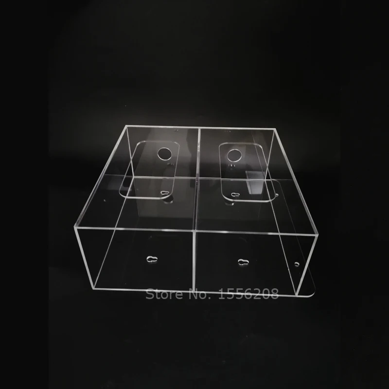 Clear Wall Mount Acrylic Double Side Loading Glove Box Dispenser Holder 10" Width x 11" Height x 4" Depth 4