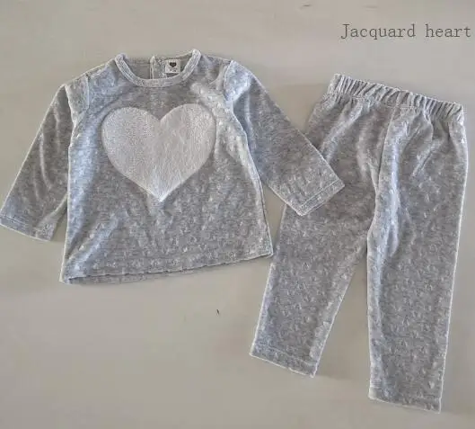 grey melange set Детская одежда комплект из 2 предметов, велюровая детская одежда для маленьких мальчиков Одежда для девочек длинные штаны с круглым вырезом Детский комплект с сердечками и звездами, От 2 до 5 лет - Цвет: grey melange set