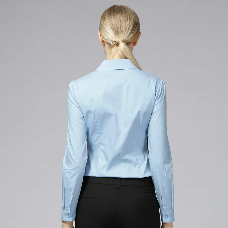 Ruoru, Женская официальная одежда, белая рубашка, рабочие топы размера плюс, Офисная рубашка, боди с длинным рукавом, блузки, Blusas Femininas Blue