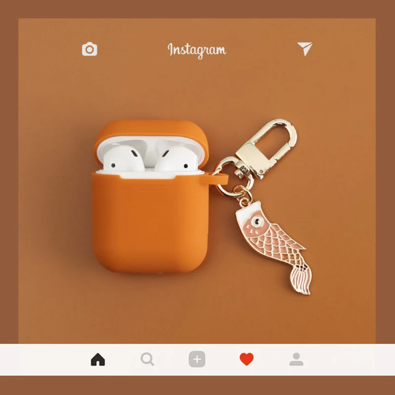Чехол для Airpods мультфильм подвеска Чехол Silica gel материал для Apple Airpods 1 Зарядная коробка Космос для космонавта от пыли - Цвет: Оранжевый