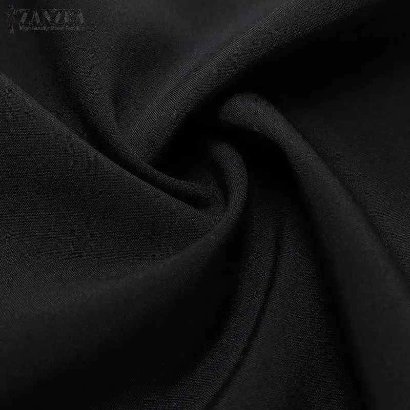 Женские топы и блузки, мода, ZANZEA, для работы, шикарная, для офиса, для девушек, рубашка, осенняя, рукав-фонарик, Blusas, повседневная, однотонная, туника, сорочка, 7