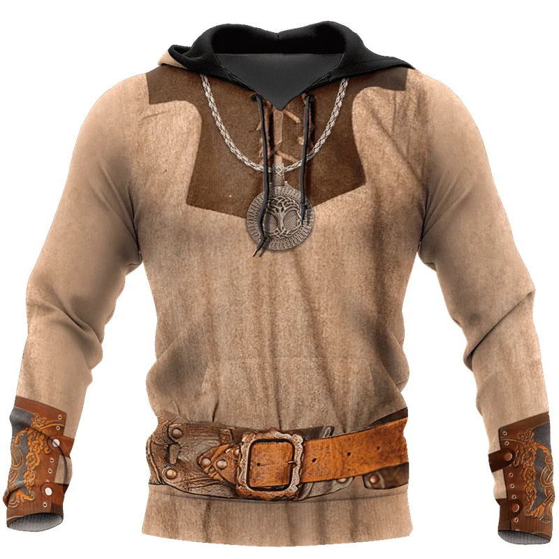 The most fashionable 3D printed Viking warrior armor zipper Hoodie / casual Sweatshirt / street hip hop Harajuku Hoodie