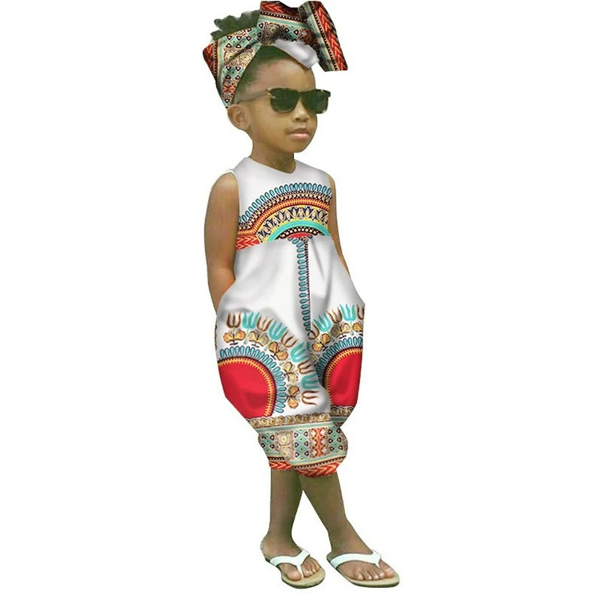 Color 1 Jumpsuit Летний комплект из туфель и сумочки в Африканском платья для Для женщин детская новости для маленьких девочек Комбинезон с принтом Дашики халат Bazin Africane Riche африканская одежда - Цвет: Color 1 Jumpsuit