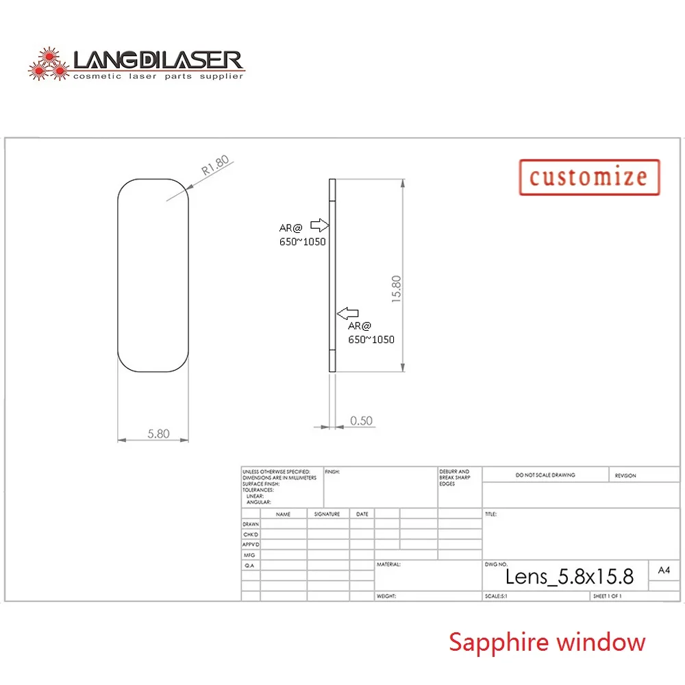 Dimensioni: 17*17 15*15, Laser A Diodi 808Nm Windows, Laser A Diodi Ar @ 808Nm Windows