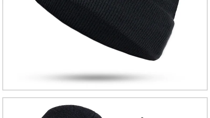 Одноцветная акриловая шерстяная шапка для мужчин и женщин, Европейская и американская осенняя и зимняя вязаная черно-белая шапка