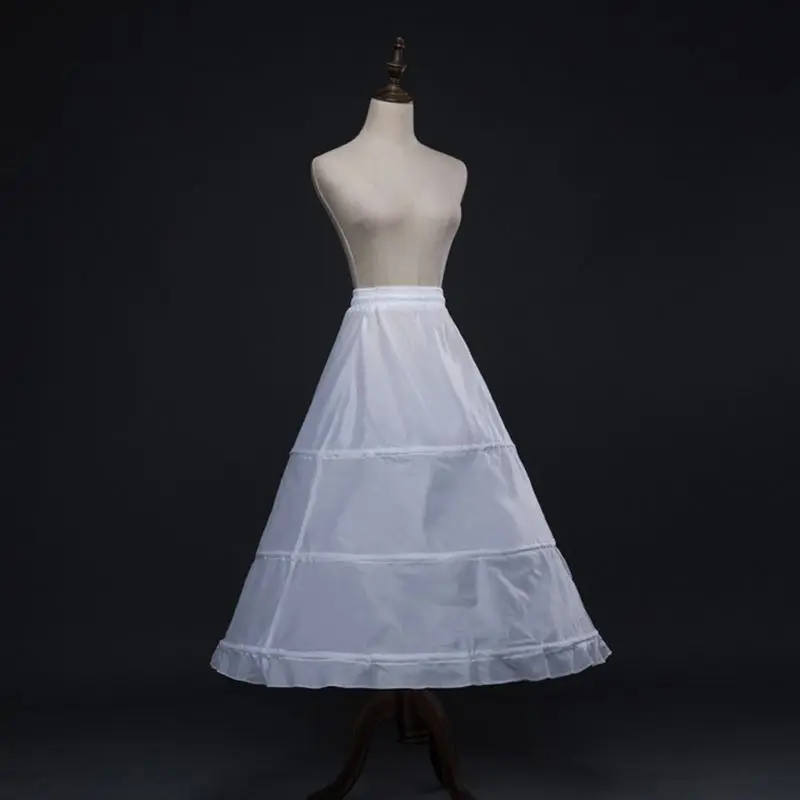 Womens-Single-Layer-3-Hoops-White-Petticoat-Wedding-Gridal-Gown-Dress-Bridal-Crinolines-Drawstring-Waist-A (3)