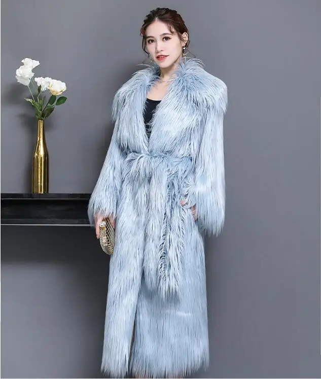Большое пальто из искусственного меха, Женская куртка, осенне-зимнее пальто, женская одежда, Корейская винтажная теплая длинная верхняя одежда, Manteau Femme ZT4624