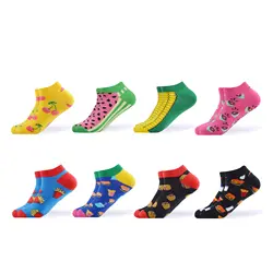 SANZETTI 8 пар/лот, женские модные повседневные носки из чесаного хлопка с фруктами, короткие носки в стиле хип-хоп Harajuku, носки-лодочки