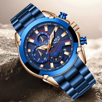 

LIGE 2019 New Fashion Mens Watches with Stainless Steel Top Brand Luxury Sports Chronograph Quartz Watch Men Relogio Masculino