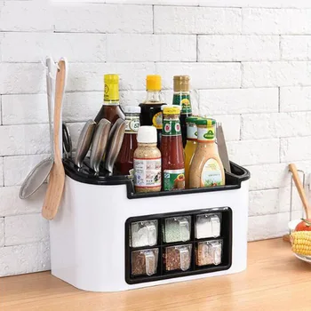 

Multi-Function Kitchen Racks Seasoning Jar Storage Box Combination Knife Holder Set 39 * 23 * 20cm