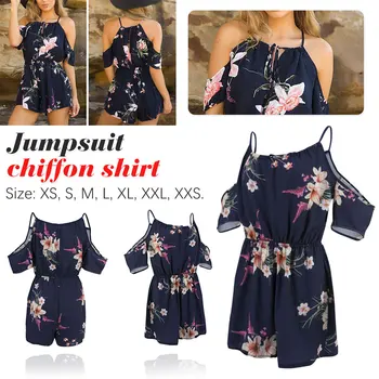 

Summer Rompers Women Casual Playsuit Fashion Bohemian Floral Printed Jumpsuit Ladies Off Shoulder Beach Bodycon Jumpsuits