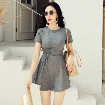 

Onepiece Swimsuit Female Push-Up 2019 Women's Rashguard Swimwear One Piece Solid Swimming Costume Swimsuits With Skirt Women