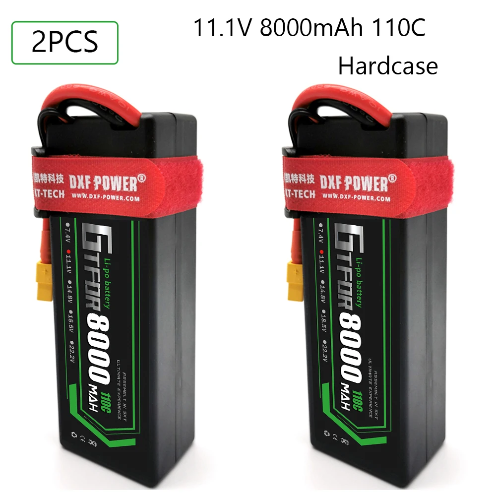 

GTFDR 2PCS Lipo Battery 3S 11.1V 5200mAh 6000mAh 6500mAh 8000mAh 50C 100C 80C 160C 110C 220C Hardcase For 1/8 Car Truck Boat