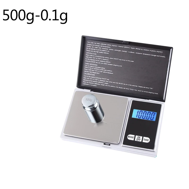 500g-0.1g Urijk 1 шт. мини весы для драгоценных камней, выполненные из 100/200/300/500/1000g 0,01/0,1 г Высокая точность ЖК-дисплей Дисплей карманные весы в граммах Вес для Кухня наркотиков - Цвет: 500g-0.1g