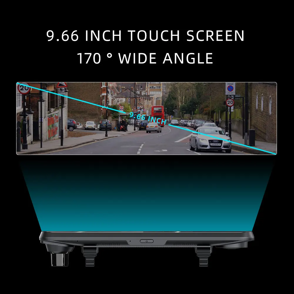 Anstar New Andriod DVR 4G Dash Cam 1080P Car Camera 9.66" Touch Screen Rearview Mirror ADAS GPS Wifi Car DVR Android Mirror
