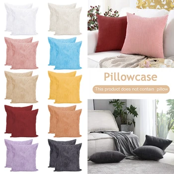 

2pcs Solid Dyed Big Corn Stripe Pillowcase Cozy Corduroy Decorative Throw Pillows Cover Cushion Cover for Bed Couch Sofa Chair