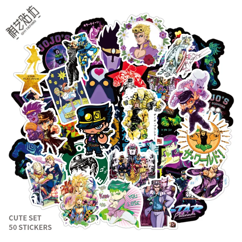 

50 Pieces Of Jojo Wonderful Adventure Graffiti Sticker Water Removable Trolley Case Sticker Notebook Sticker Car Sticker