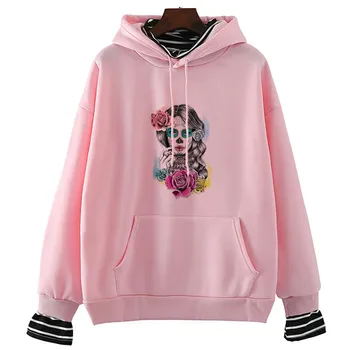 

Dead Skull Kawaii Print Hoodie Women Harajuku Ullzang Fashion Sweatshirt Graphic Pullover Korean Style Top 90s