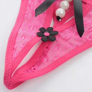Women Pearl Thong Flower Panties & Briefs T-back Bow Underwear Design Novelty & Special Use Random Color 6