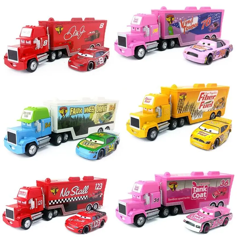 

Hot Disney Pixar Cars Mack Lightning CAR McQueen & King & Fabulous Hudson Truck Toy 36 76 123 Car 1:55 Loose New & Free Shipping