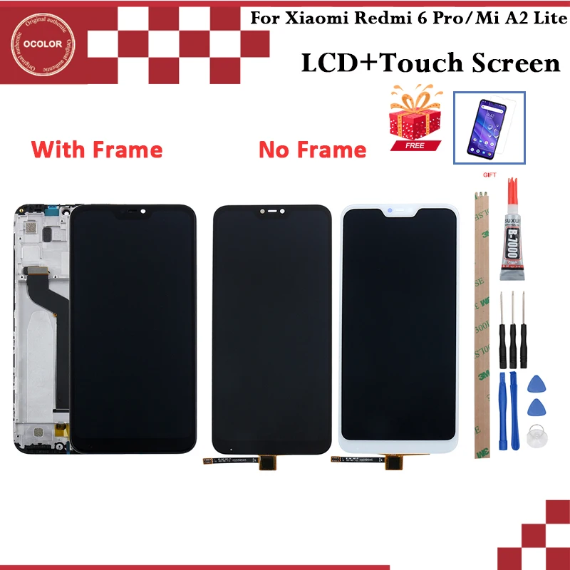 Цветной для Xiaomi Redmi 6 Pro LCD Mi A2 Lite ЖК-дисплей и сенсорный экран с рамкой 5 84 &quotРемонт +
