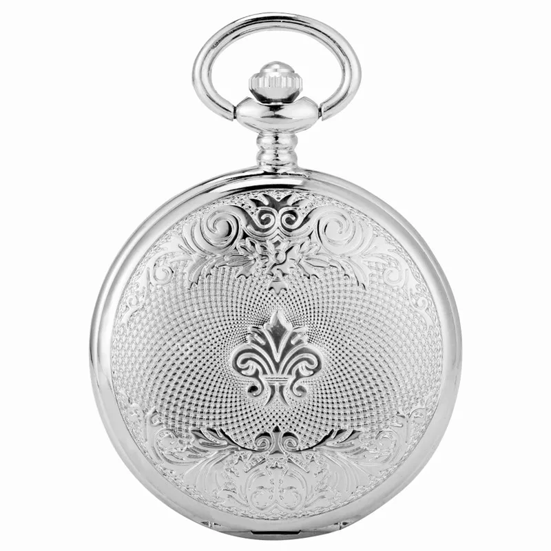 Luxury Silver Alloy Pocket Watches Hollow Double Hunter Vintage Roman Numberal Mechanical Hand Wind Pendant Chian Unisex Gifts