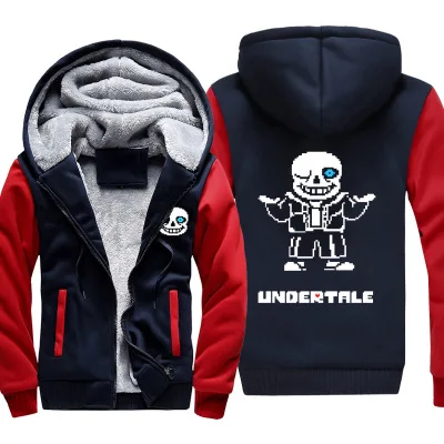 Мужская Утепленная Толстовка undertale sans man cosplay с принтом на молнии, куртка, зимние толстовки, пальто, длинный рукав, повседневная с капюшоном