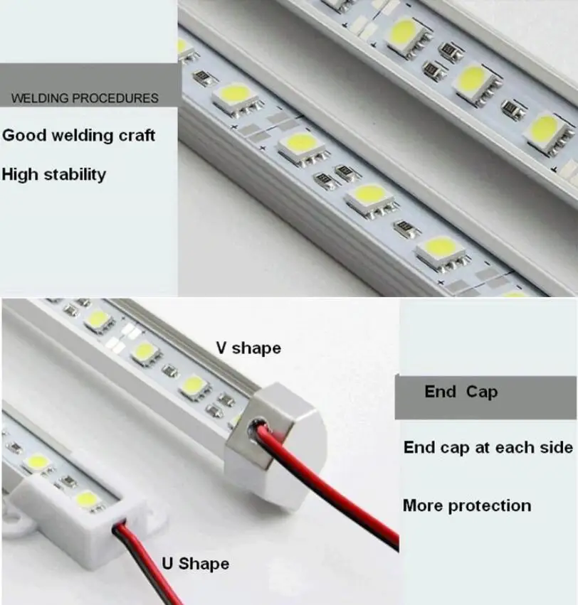 0,5 м 12 В полосы светодиодов для освещения 5050 SMD бар свет не водонепроницаемый 36 светодиодов+ Корпус Корпуса из алюминиевого сплава