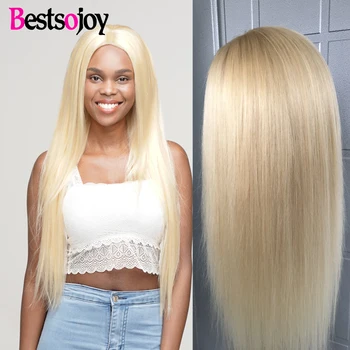 

13*4 Lace Front Wig Brazilian Straight Hair Wig 150% Density 613 Lace Front Wig Transparent Blonde Human Hair Wig Bestsojoy Hair