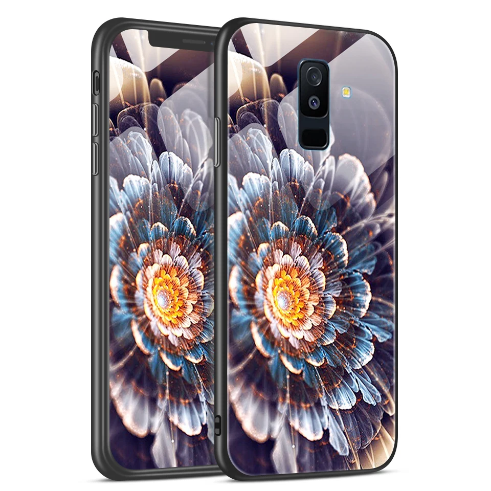 Для samsung Galaxy A6+ A8+ звездный узор из закаленного стекла жесткий чехол для Galaxy A6 A8 Plus полная защита ударопрочный корпус - Цвет: W197