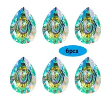 H&D 76 мм AB цвет радуги чайник талисманы Висячие хрустальные лампы Призмы детали люстра стеклянные капли подвески домашний сад Декор 6 шт