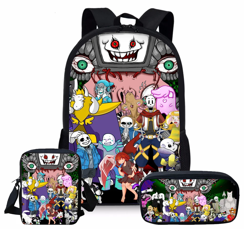 Backpack Boys Book-Bags Schoolbag-Set Undertale FNAF Kids Toddles Anime Girls Cartoon