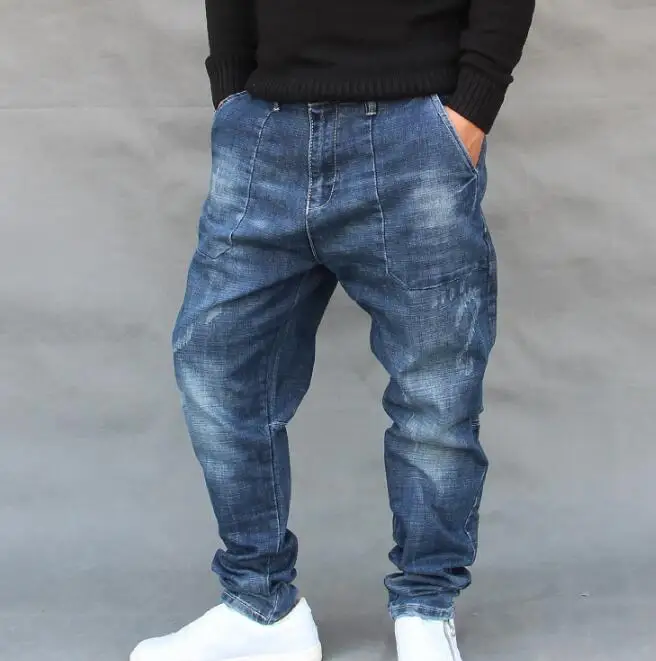 Новые хип-хоп брюки свободные мужские джинсы Harlan джинсы мужская одежда мужские высококачественные синие мешковатые джинсы