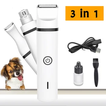 

3 IN 1 Pet Dog Cat Hair Trimmer Grooming Machine USB Rechargeable Pets Clippers Nail Grinding & Multifunction Hair Trimmer