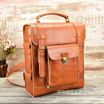 

Head Layer Cowhide Backpack Vegetable Tanning Leather Both Shoulders Back Men And Women General Purpose