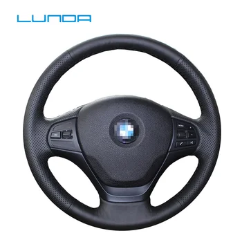 

LUNDA Black Leather Car Steering Wheel Cover for BMW 3Series/5Series E36 E39 E46 X5 Hand-stitched steering wheel cover