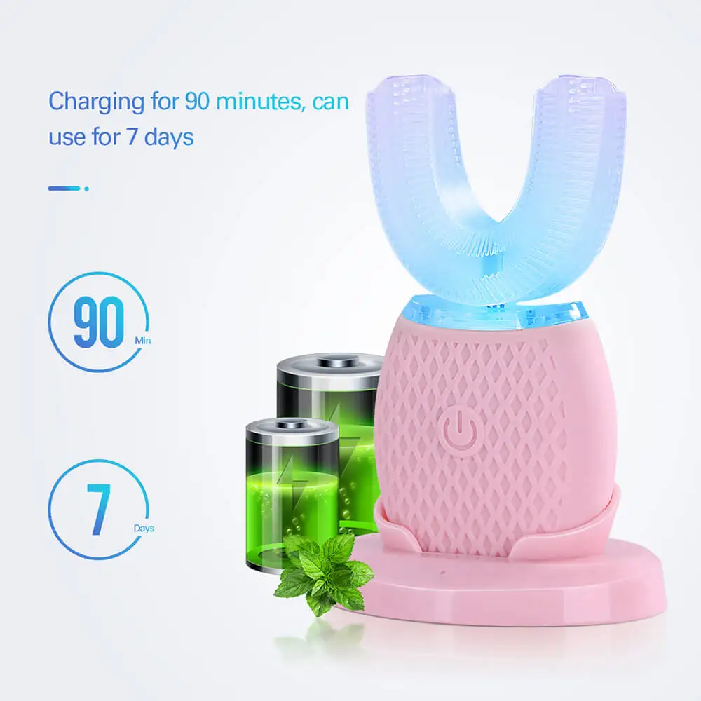 360 Degrees U Type Intelligent Automatic Sonic Electric Toothbrush 4 Modes Tooth Brush USB Charging Tooth Whitening Blue Light 360 Degrees U Type Intelligent Automatic Sonic Electric Toothbrush 4 Modes Tooth Brush USB Charging Tooth Whitening Blue Light