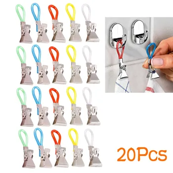 

Durable Tea Towel Hanging Clips durable practical Home Convenience Clip On Hook Loops Hand Towel Hangers 20Pcs