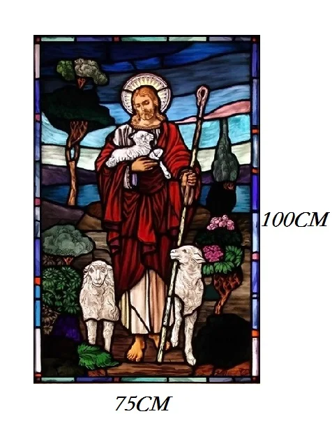 75cm by 100cm Самоклеящиеся оконные стеклянные наклейки "фильмы" бумажные дверные наклейки s винтажный Европейский стиль полупрозрачный Иисус Христос N115 - Цвет: 75cm by 100cm