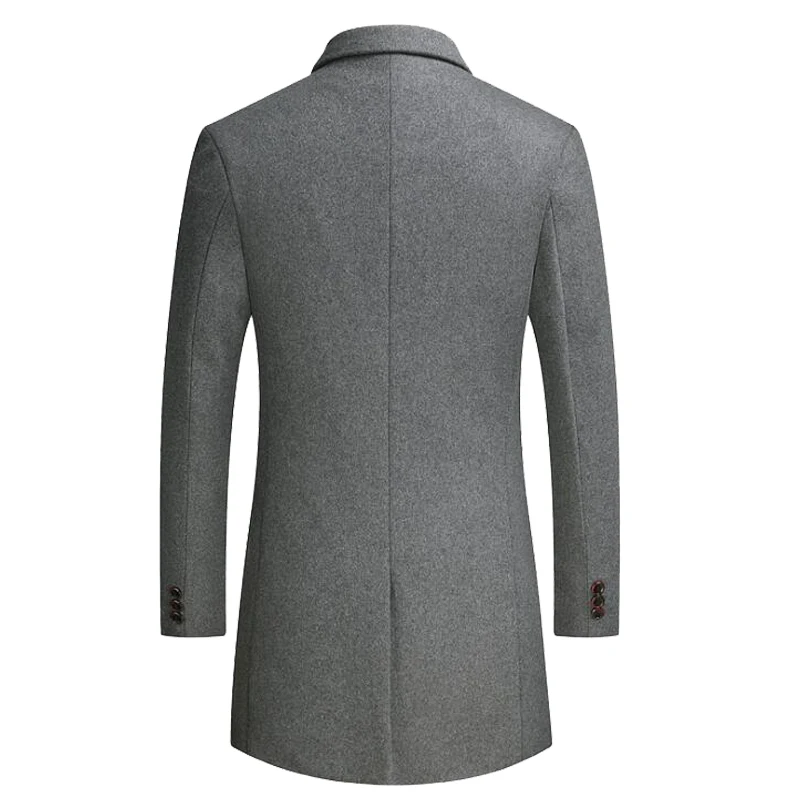 M-4XL, зимнее шерстяное пальто для мужчин, для отдыха, длинные секции, шерстяные пальто для мужчин, чистый цвет, модные куртки, повседневное Мужское пальто P82607