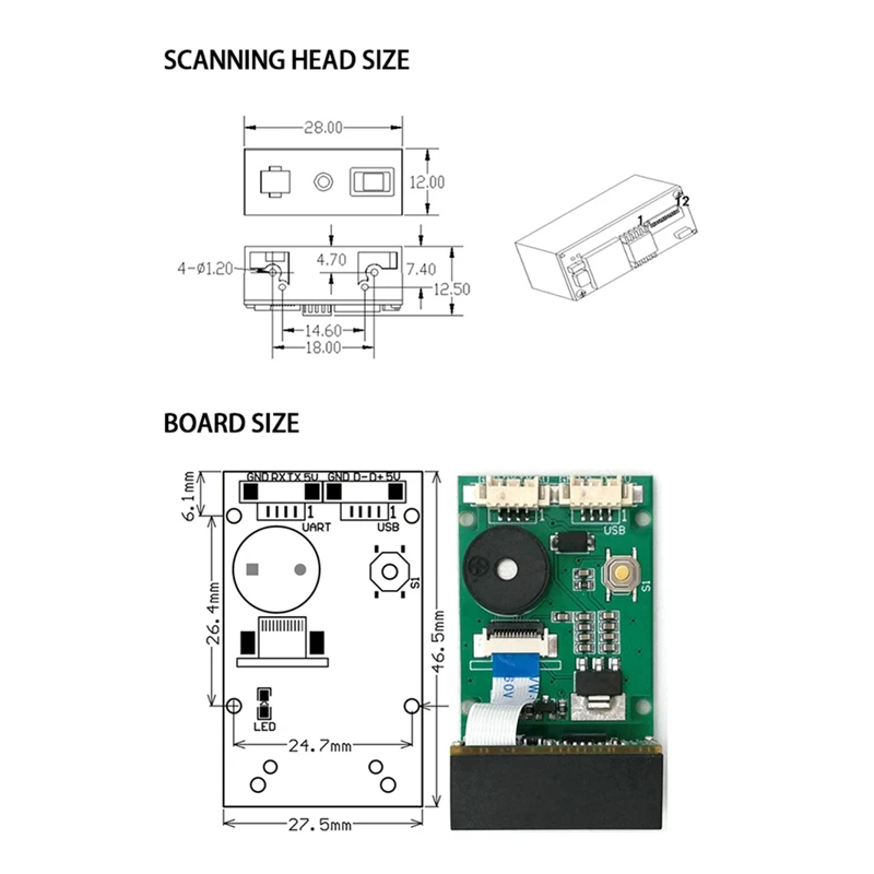 ZJYSM GM67 1D 2D Bar Code Qr Code Scanner Module Reader USB/UART for Android Module ZJYSM GM67 1D 2D Bar Code Qr Code Scanner Module Reader USB/UART for Android Module