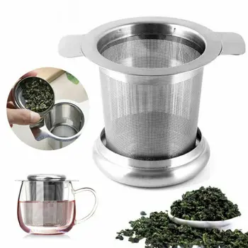 

Stainless Steel Filter Mesh Tea Infuser Metal Cup Strainer Tea Loose Leaf Filter with Lid Sieve Teapot Tea Leaf Filter Mesh
