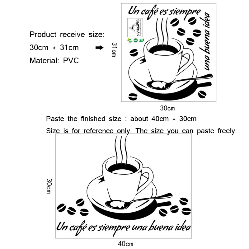 Wall Stickers Spanish Un Cafe Es Sirmpre Una Buena Idea for Living Room Restaurant Decor