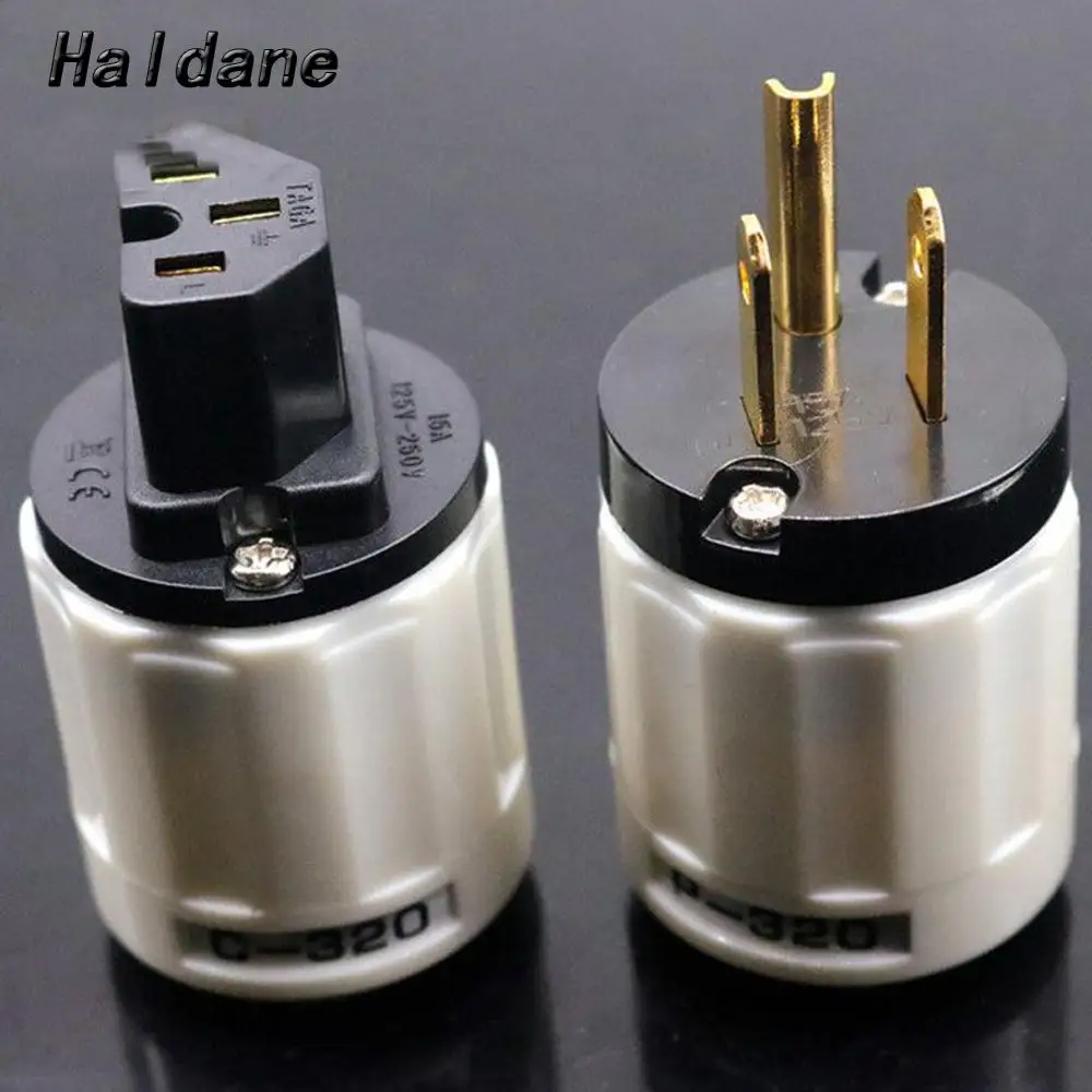 Haldane пара HIFI P-320 C-320 позолоченный латунный красный чистый Медь США AC Разъем питания Разъем для DIY AC Шнур питания Кабель