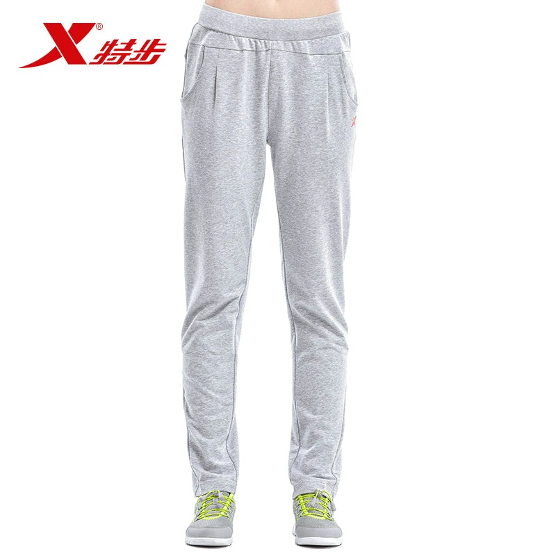 

Xtep Pure Color Knitted trousers Women Loose Yoga Fitness Sweatpants Women Elastic Waist Straight Leg Leisure Pants 985228630550