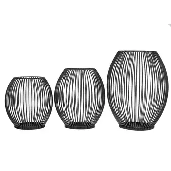 

Hollow Candle Holder Iron Candle Holder Black Coffee Table Geometric Shapes Decoration Living Room Activity Candle Holder 3 Size