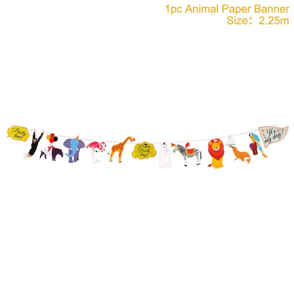 Frigg с животными, тематическая вечеринка на день рождения, украшения для детей, бумажные салфетки, тарелки, чашки, одноразовая посуда для вечеринок, декоративные тарелки - Цвет: Jungle animal flag